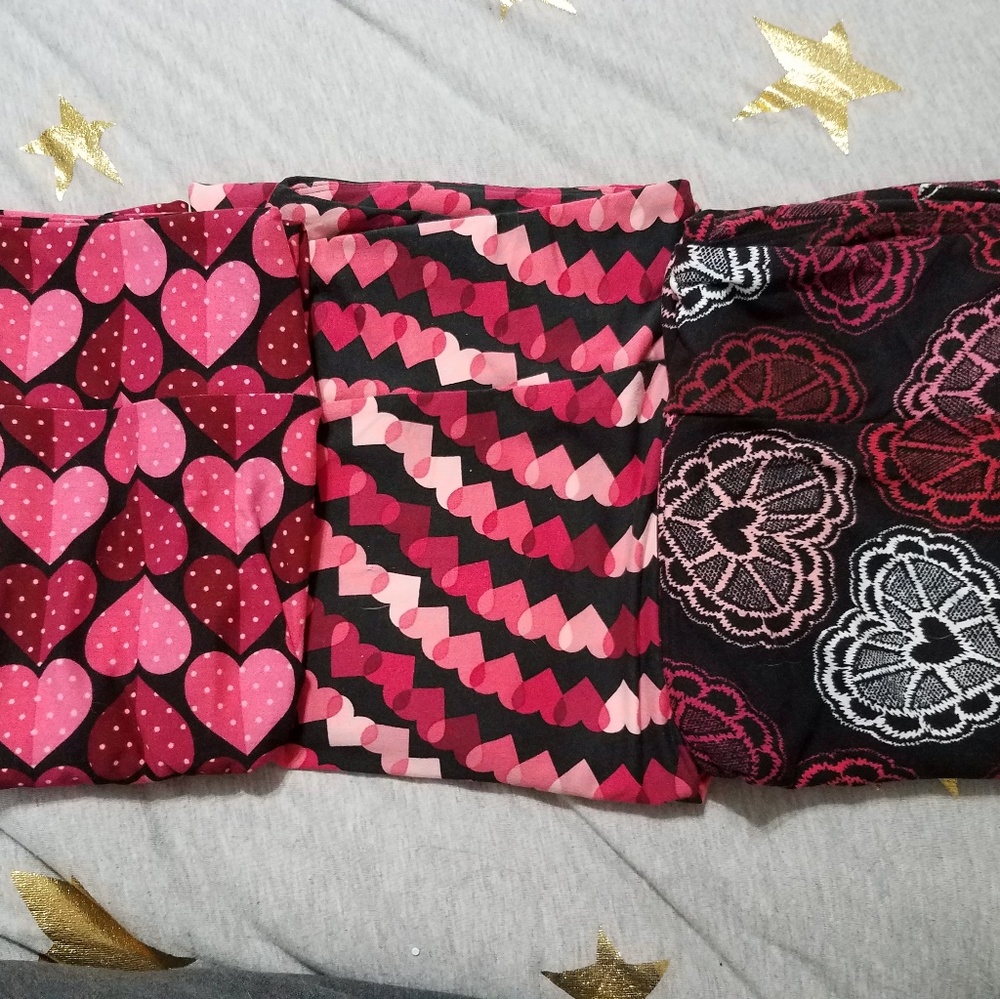 3 pairs TC2 LuLaRoe Valentines leggings